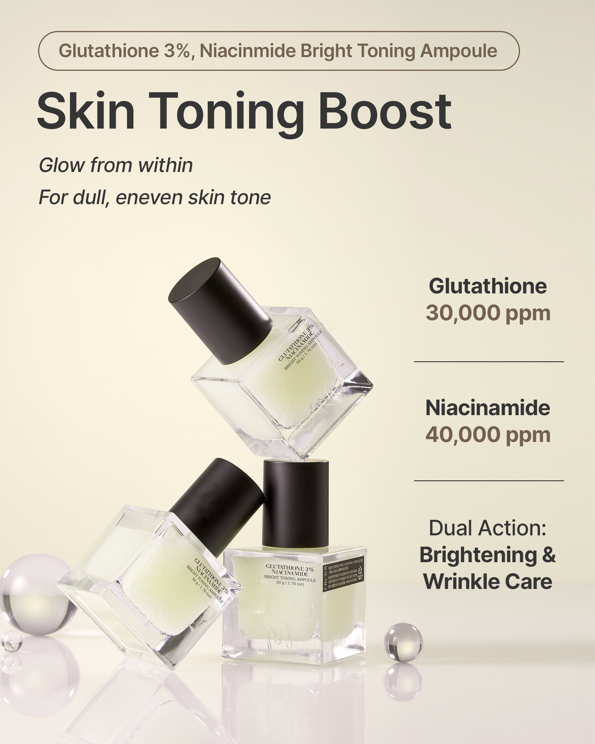 Raume365 Glutathione 30,000 ppm Niacinamide 40,000 ppm Bright Toning Ampoule