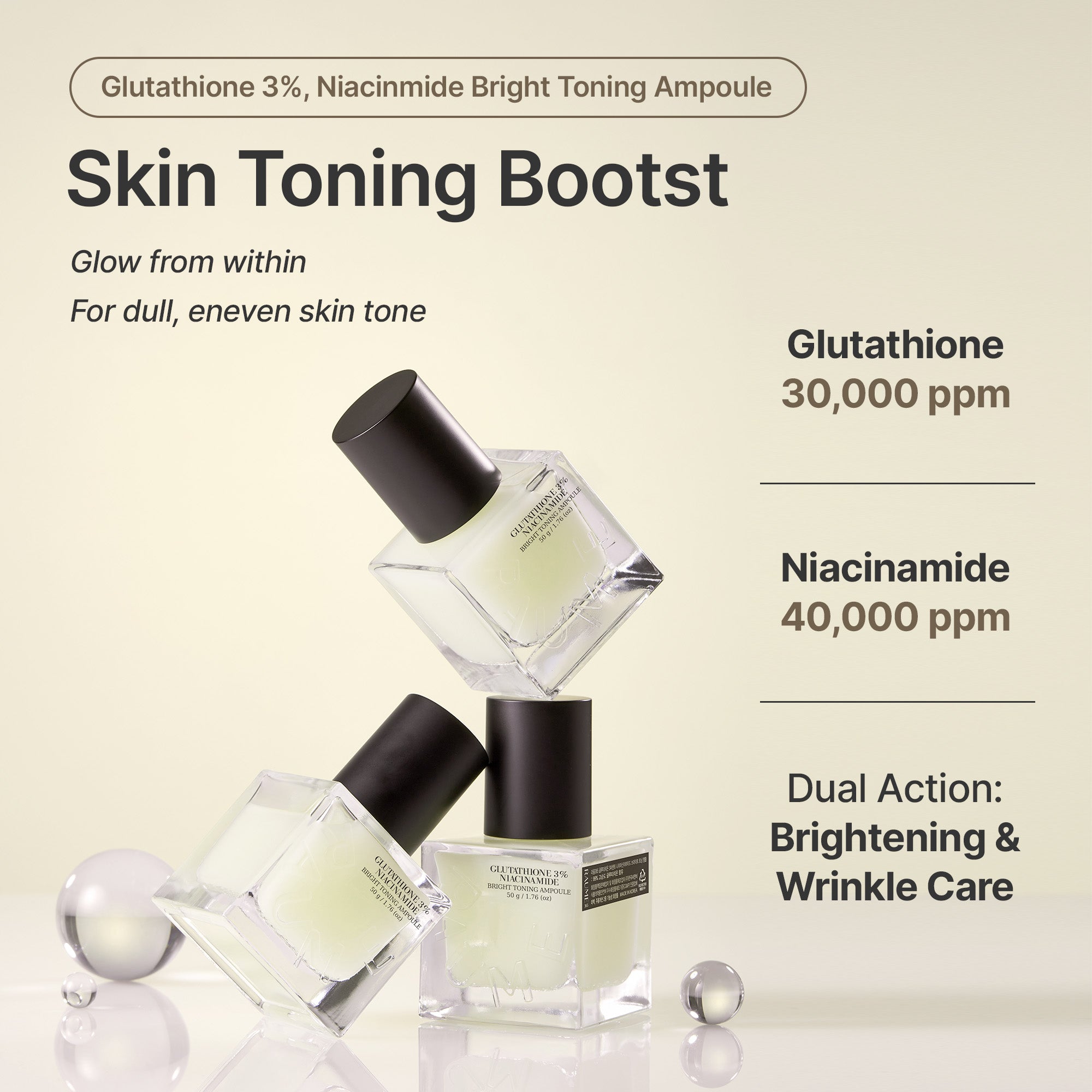 Raume365 Glutathione 30,000 ppm Niacinamide 40,000 ppm Bright Toning Ampoule